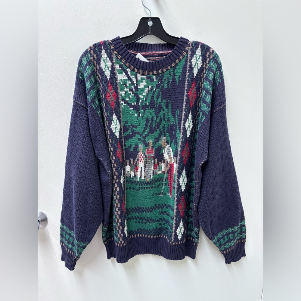 Vintage Crossings Golf Patterned Knit Sweater